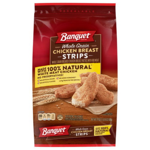 Banquet Chicken Breast Strips, Whole Grain