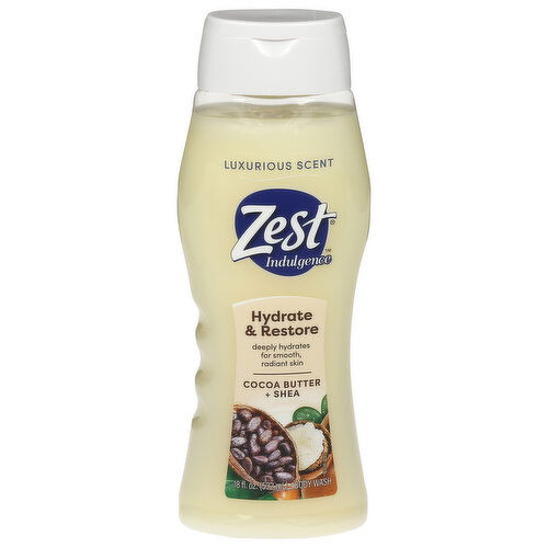 Zest Body Wash, Cocoa Butter + Shea, Hydrate & Restore