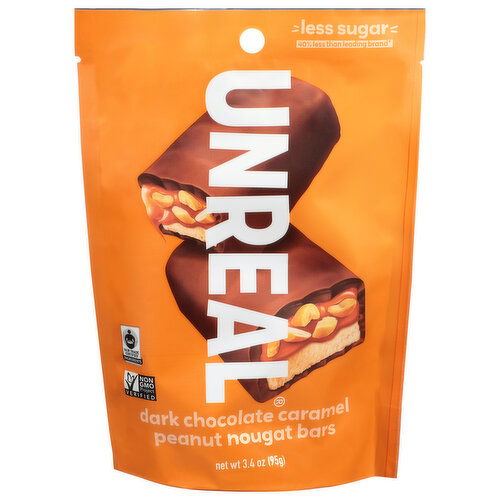 Unreal Peanut Nougat Bars, Dark Chocolate Caramel