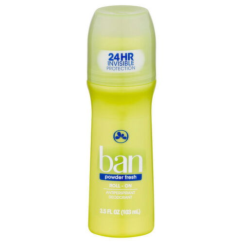 Ban Antiperspirant Deodorant, Powder Fresh, Roll-On