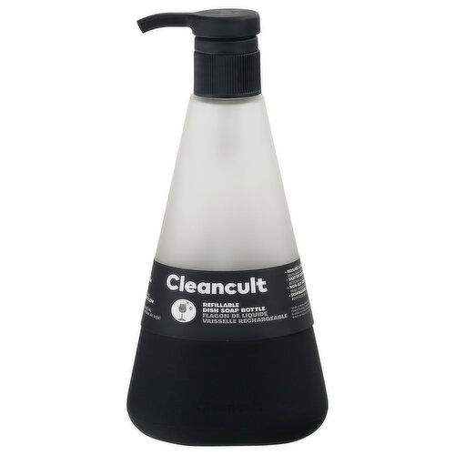 Cleancult Dish Soap Bottle, Matte Black, Refillable, 15 Ounce