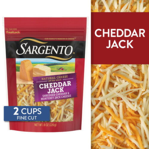 SARGENTO Off The Block Sargento® Shredded Cheddar Jack Natural Cheese, 8 oz.