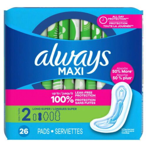 Always Maxi Maxi Pads without Wings, Size 2