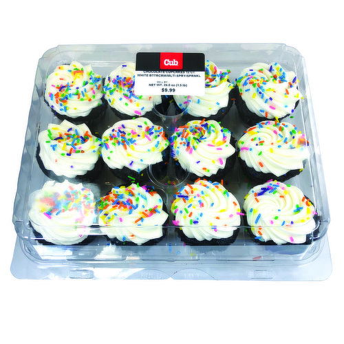 Cub Bakery Chocolate Cupcakes 12 Ct
White Bttrcrm/Mlti Spry/Sprnkl