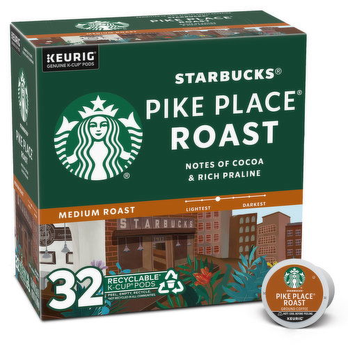 Starbucks K-Cup Coffee Pods, Pike Place Roast, Medium Roast