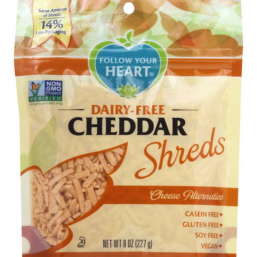 Follow Your Heart Cheese Alternative, Dairy-Free, Cheddar, Shreds