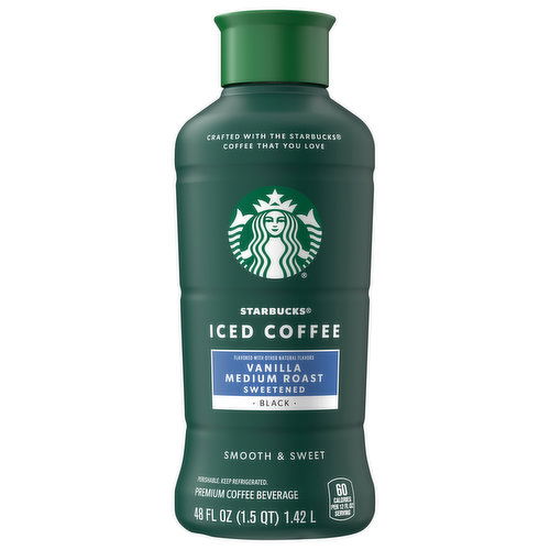 Starbucks Iced Coffee, Medium Roast, Vanilla, Sweetened, Black