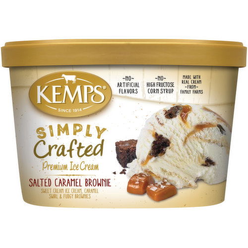 Kemps Simply Crafted Ice Cream, Premium, Salted Caramel Brown