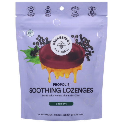 Beekeeper's Naturals Lozenges, Soothing, Elderberry, Propolis