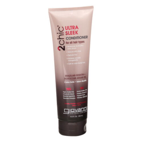 Giovanni 2Chic Conditioner, Brazilian Keratin + Moroccan Argan Oil, Ultra Sleek