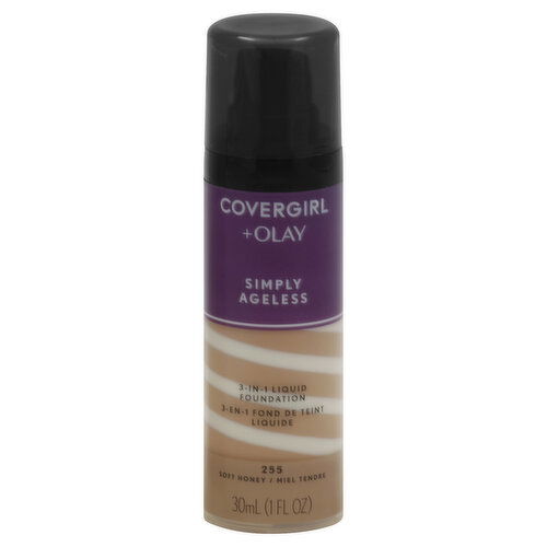 CoverGirl + Olay Simply Ageless Liquid Foundation, 3-in-1, Soft Honey 255