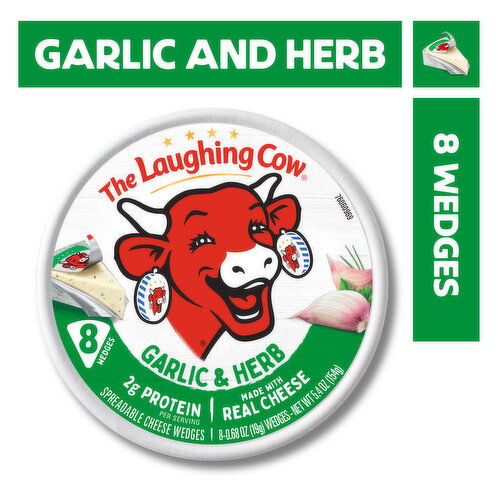 The Laughing Cow Spreadable Garlic & Herb Cheese Wedges