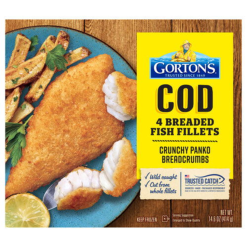 Gorton's Fish Fillets, Breaded, Cod