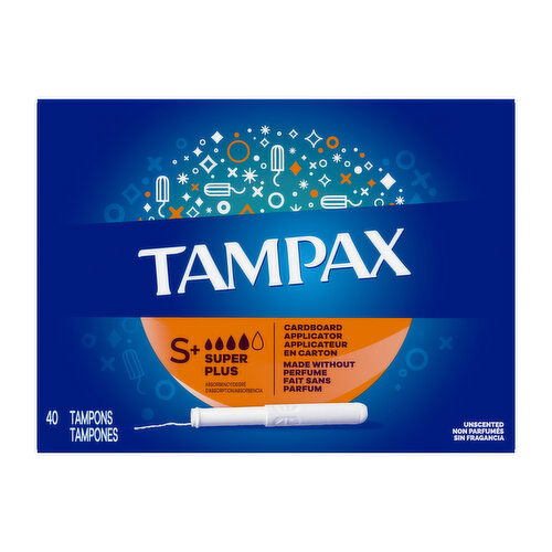 Tampax Tampax Tampax Cardboard Tampons Super Plus Absorbency, 40 Ct