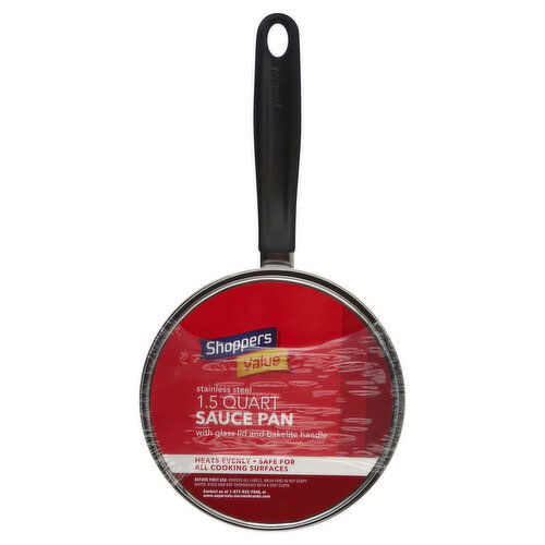 Shoppers Value Sauce Pan, with Glass Lid, 1.5 Quart