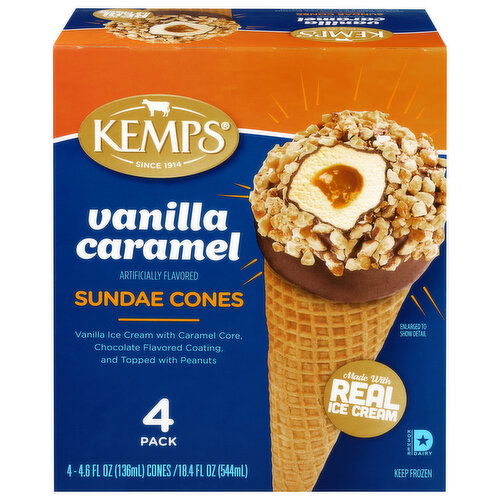 Kemps Sundae Cones, Vanilla Caramel