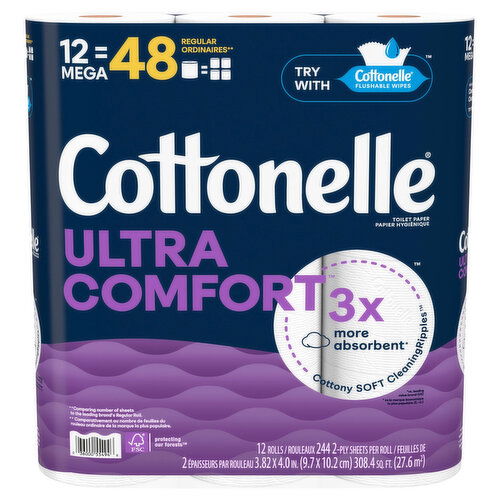 Cottonelle Ultra Comfort Toilet Paper, Mega Rolls, 2-Ply Sheet