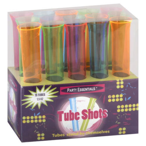 Party Essentials Tube Shots, Neon Assorted, 1.5 Ounces