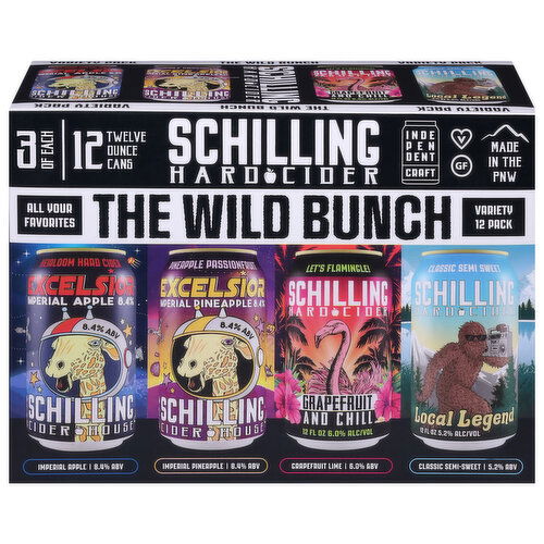 Schilling Hard Cider, The Wild Bunch, Variety 12 Pack