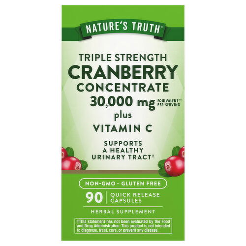 Nature's Truth Quick Release Capsules Triple Strength 30,000 mg Cranberry Concentrate Plus Vitamin C