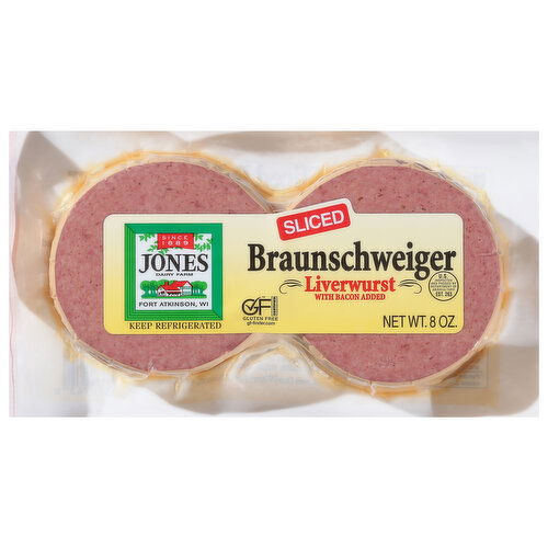 Jones Dairy Farm Liverwurst, Braunschweiger, Sliced