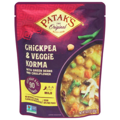 Patak's Chickpea & Veggie Korma, with Green Beans and Cauliflower, Mild