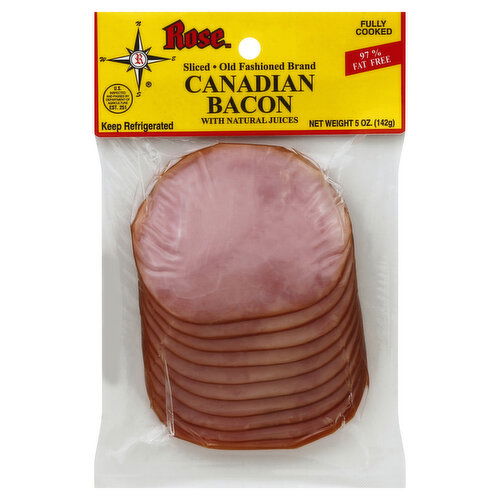 Rose Canadian Bacon, Sliced