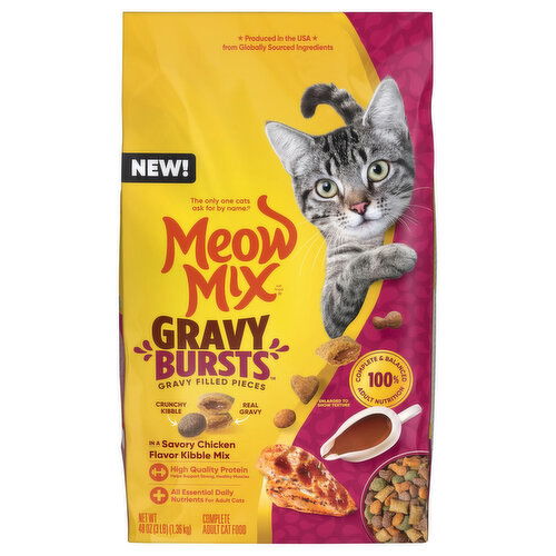 Meow Mix Gravy Bursts Complete Adult Chicken Flavor Cat Food