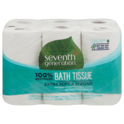 Seventh Generation Bath Tissue, Double Rolls, Extra Soft & Strong, 2-Ply