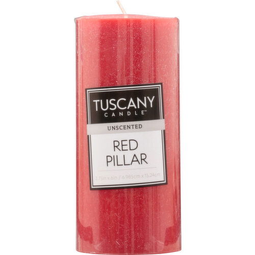 Tuscany Candle Candle, Red Pillar, Unscented