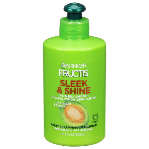 Fructis Sleek & Shine Leave-In Conditioning Cream, Kera-System + Argan Oil