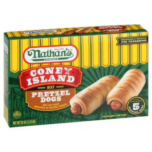 Nathans Nathan's Famous Coney Island Frozen Beef Pretzel Dogs