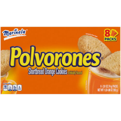 Marinela Polvorones Shelf-Stable Orange Shortbread Cookies, 8 count, 20.88 oz
