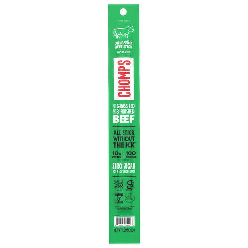 Chomps Zero Sugar Medium Jalapeno Beef Stick
