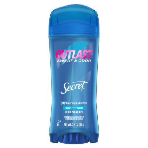 Secret Outlast Outlast Clear Gel Antiperspirant Deodorant for Women, Completely Clean 3.4 oz