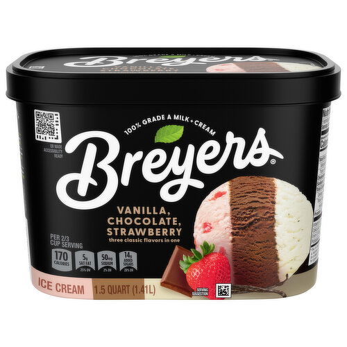 Breyers Ice Cream, Vanilla, Chocolate, Strawberry