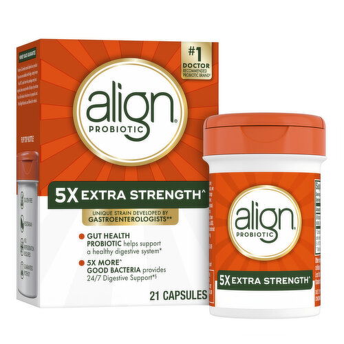 Align Digestive Support Align Probiotic Extra Strength, 5X More Good Bacteria^, 21 Capsules
