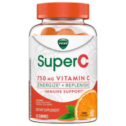 Vicks Super C Vitamin C, 750 mg, Gummies, Citrus Flavored