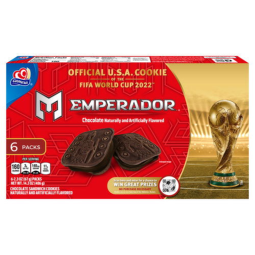 Emperador Gamesa Sandwich Cookies, Chocolate, 6 Pack