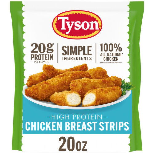 Tyson Lightly Breaded Frozen Chicken Strips, 20 oz Bag