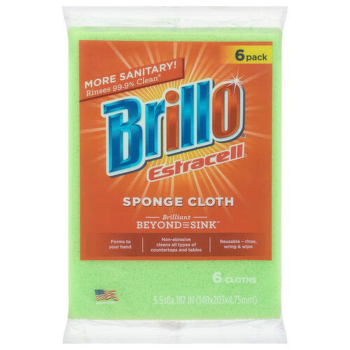 Brillo Estracell Sponge Cloths, 6 Pack