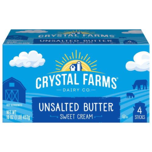 Crystal Farms Butter, Unsalted, Sweet Cream