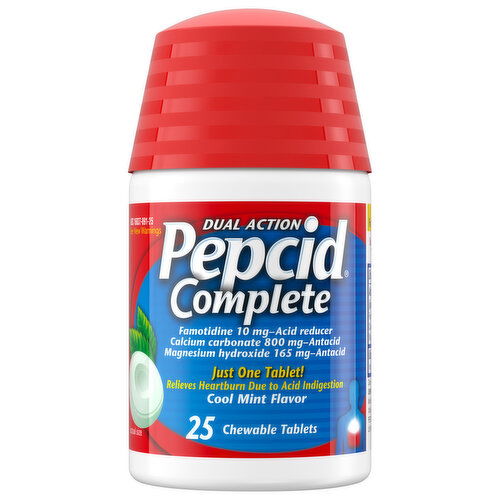 Pepcid Complete Dual Action Chewable Tablets Cool Mint Flavor Acid Reducer/Antacid