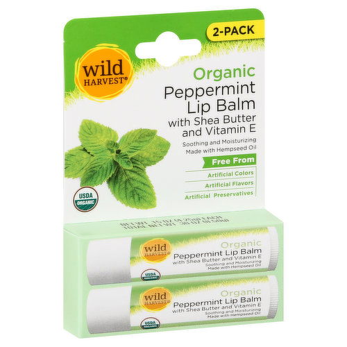 Wild Harvest 2-Pack Organic Lip Balm, Organic, Peppermint, 2-Pack