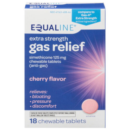 Equaline Gas Relief, Extra Strength, 125 mg, Chewable Tablets, Cherry Flavor