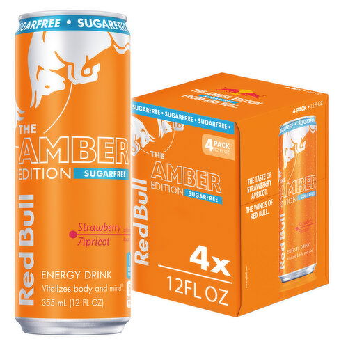 Red Bull Amber Edition Sugarfree Energy Drink, Strawberry Apricot, 12 fl oz