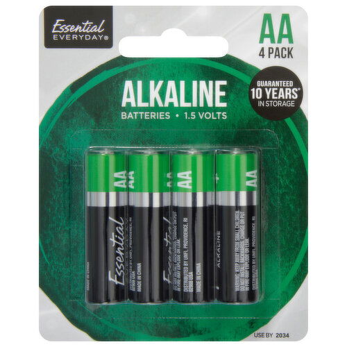 Essential Everyday Batteries, AA, 4 Pack