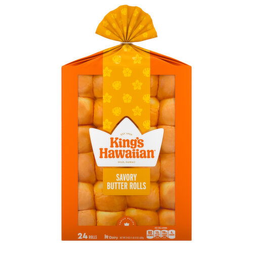 King's Hawaiian Savory Butter Rolls, 24 Count 