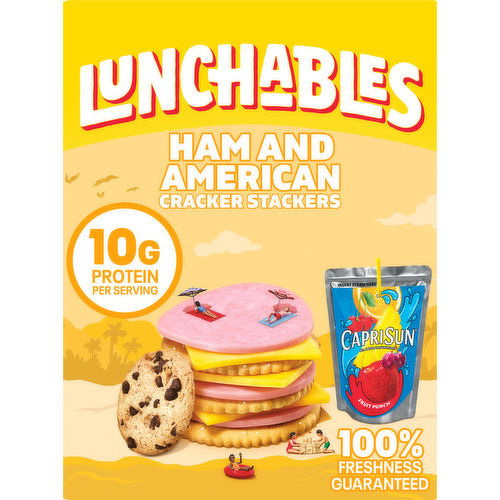 Lunchables Ham & American Cheese Cracker Stackers Meal Kit with Capri Sun Roarin' Waters Wild Cherry Drink & Chocolate Chip Cookies