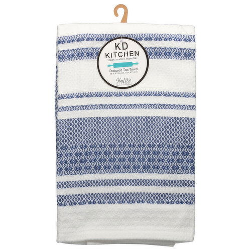 KD Kitchen Tea Towel, Textured, True Blue